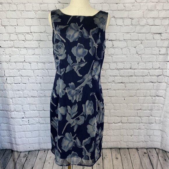 Mica Dresses & Skirts - LAST CHANCE Mica Size 10 Navy Blue Floral Scoop Neck Midi Dress